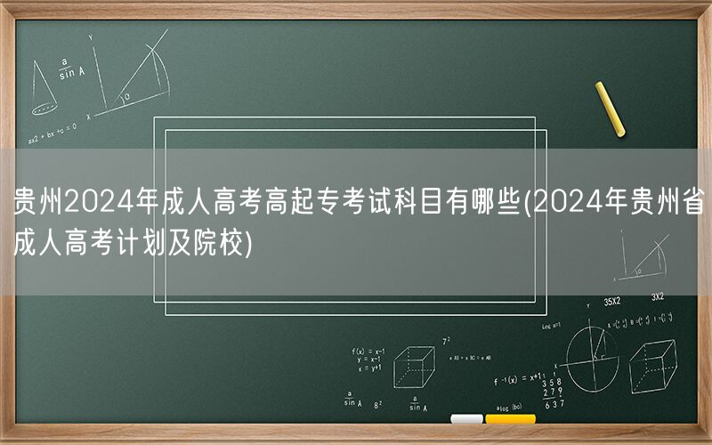 贵州2024年成人高考高起专科目及计划院校